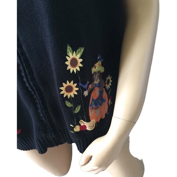 SOUTHERN LADY Womens Size Large Vintage Full Zip Halloween Pumpkin Sweater - Picture 4 of 6